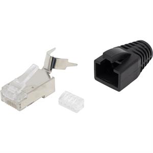 EXCEL CAT6a STP CRIMP PLUG AND BOOT BLACK PACK 100