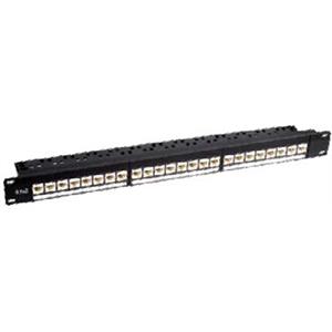 Patch Panel 1U 24 RJ45 Cat6 com Amarrador de Cabos Posterior - B-P018