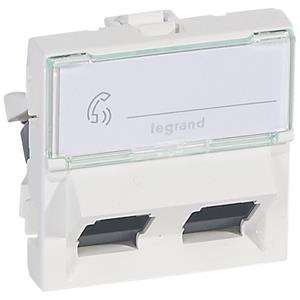 076504 MOSAIC RJ45X2 C6 UTP  2M 45D