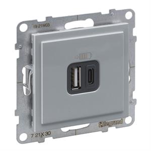 721330 2 X USB TIPO A+C ALUM