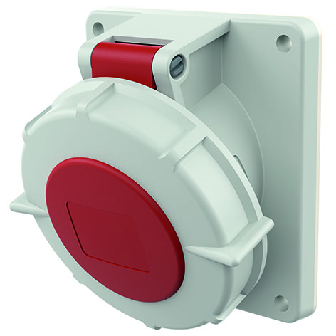 Panel mounted recept., 32A4p6h400V, IP67