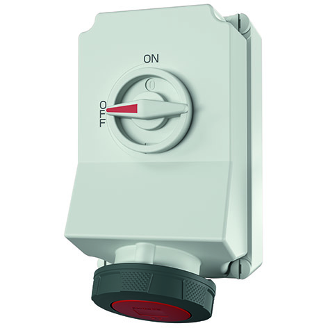 Wall mounted recept., 63A4p6h400V, IP67