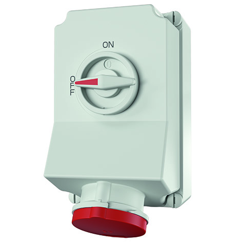 Wall mounted recept., 63A5p6h400V, IP44