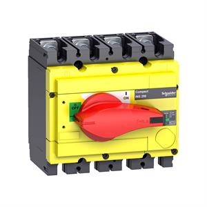 interruptor seccionador Interpact INS250 4P punho vermelho/face frontal amarela