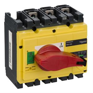 interruptor seccionador Interpact INS250 3P punho vermelho/face frontal amarela