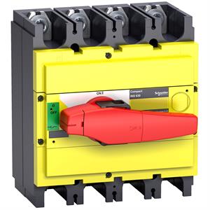 interruptor seccionador Interpact INS630 4P punho vermelho/face frontal amarela