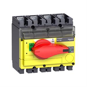 interruptor seccionador Interpact INV 250 4P punho vermelho/face frontal amarela