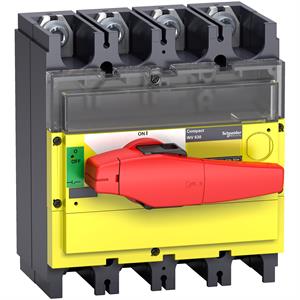 interruptor seccionador Interpact INV 400 4P punho vermelho/face frontal amarela