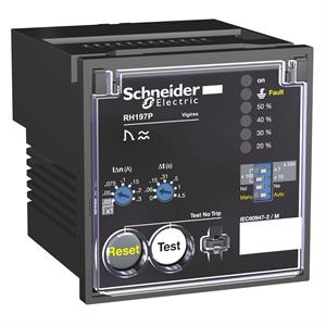 residual current protection relay, Vigirex RH197P, 30 mA to 30 A, 380 VAC to 415 VAC 50/60 Hz, alarm 50% IDn