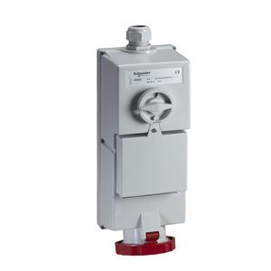 Isoblock interlocked socket - 63 A - 3P + N + E - 380...415 V AC - IP65 - wall