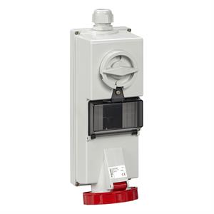 Isoblock interlocked socket - 32 A - 3P + E - 380...415 V AC - IP65 - wall
