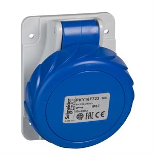 PratiKa socket - fast - angled - 16A - 2P + E - 200...250 V AC - panel