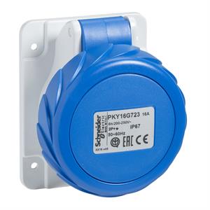 PratiKa socket - fast - straight - 16A - 2P + E - 200...250 V AC - panel