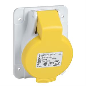 PratiKa socket - screw - angled - 16A - 2P + E - 100...130 V AC - panel
