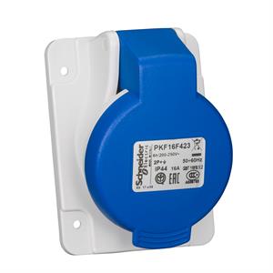PratiKa socket - screw - angled - 16A - 2P + E - 200...250 V AC - panel