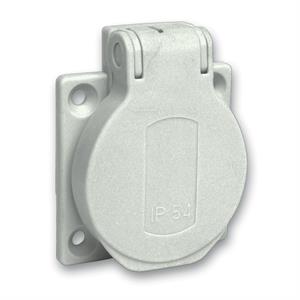 PratiKa socket - grey - 2P + E - 10/16 A - 250 V - German - IP54 - flush - back