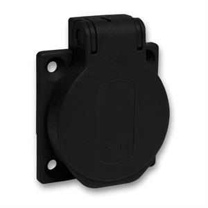 PratiKa socket - black - 2P + E - 10/16 A - 250 V - German - IP54 - flush - back