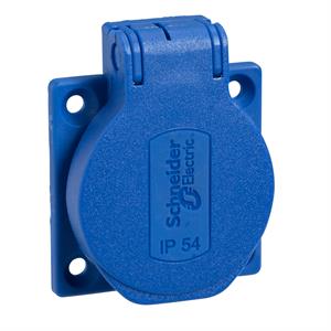 PratiKa socket - blue - 2P + E - 10/16 A - 250 V - German - IP54 - flush - side