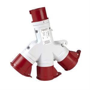 PratiKa multiple adapter - 3 industrial sockets - 16 A - 2P+E - 380V AC - IP67