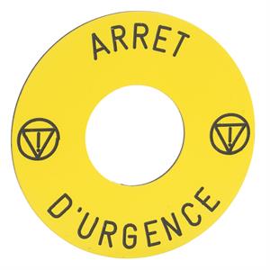 Legenda marcada ø45 para pulsar-pulsar de paragem de emergência - arret d'urgence
