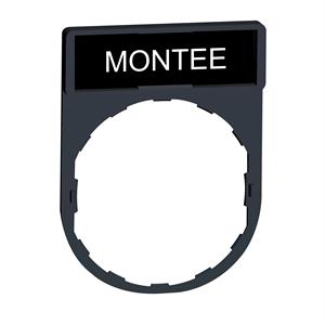 Porta-lendas 30 x 40 mm com legenda 8 x 27 mm com a marca MONTEE