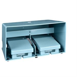 Interruptor de pedal duplo XPE-M  – com tampa – metálico - azul - 2NC+2NO