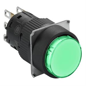 Rodada botão luminoso verde ø16-flush retorno-24 primavera vdc-polarizada 1co