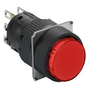Vermelho redondo iluminado botão ø16-flush mola de retorno-24 vdc-polarizada 1co