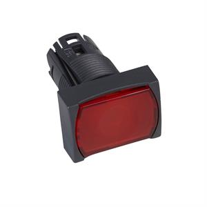 Cabeça de botão de pressão rectangular iluminada - ø 16 - vermelha