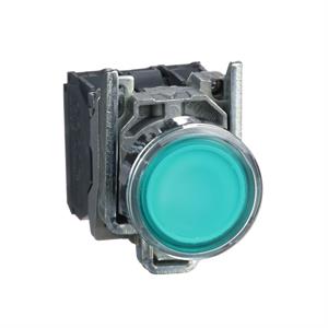 Botão de pressão iluminado verde ø 22 – mola encastrada - 24 v - 1no+1nc