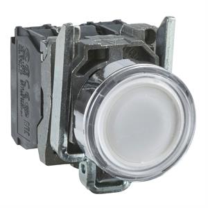 Botão pressão iluminado branco ø 22 - retor. mola encastrada - 120 v - 1na+1nf