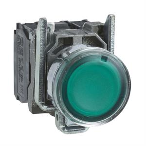 Botão de pressão iluminado verde ø 22 – mola encastrada - 240 v - 1no+1nc