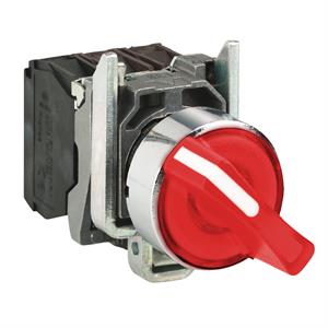 Interruptor selector iluminado vermelho ø 22 manípulo 2 posiç. - 240 v - 1no+1nc