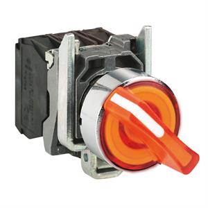 Interruptor selector iluminado amarelo ø 22 manípulo 2 posições - 240 v-1no+1nc