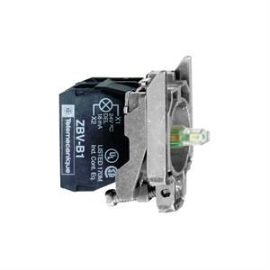 Corpo completo/contato e bloco luminoso, Harmony XB4, metal, branco, LED universal, corpo/colar de fixação, 1NO + 1NC, 110...120V AC