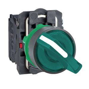 Interruptor selector iluminado verde ø 22 manípulo 2 posições - 240 v - 1no+1nc