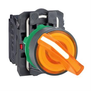 Interruptor selector iluminado amarelo ø 22 manípulo 2 posições - 24 v - 1no+1nc
