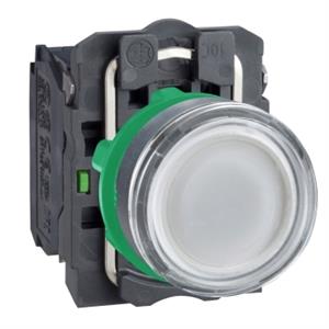 Botão de pressão iluminado branco ø 30 – mola encastrada – 24 v – 1no+1nc