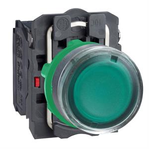 Botão de pressão iluminado verde ø 22 – mola encastrada - 240 v - 1no+1nc