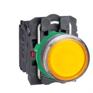 Botão de pressão iluminado amarelo ø 22 - mola encastrada - 240 v - 1no+1nc