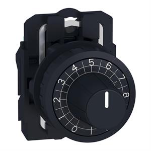 Botão serrilhado de cabeça de potenciómetro - ø 22 - preto - eixo de 6,35 mm