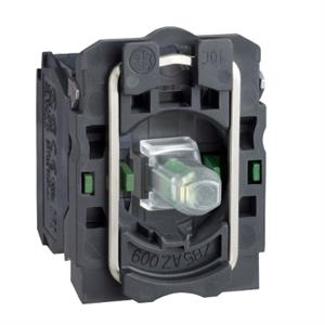 Corpo/contacto completo e bloco luminoso, Harmony XB5, plástico, branco, LED universal, corpo/colar de fixação, 2NO, 24V AC/DC