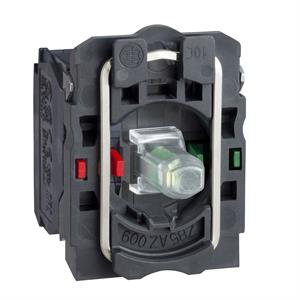 Corpo completo/contato e bloco luminoso, Harmony XB5, XB4, branco, com corpo/colar de fixação, LED universal, 110...120V, 1NO + 1NC