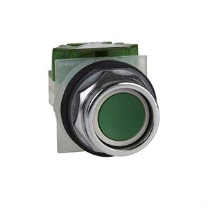 Botão de pressão verde ø 30 - mola - 1no