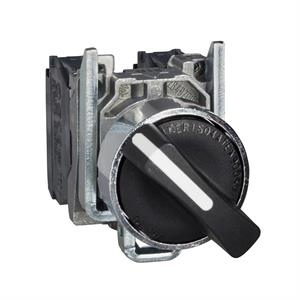 Interruptor selector preto ø 22 - 3 posições +/- 45°, mola - atex