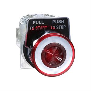Botão pressão ø30 - cabeça  cog. ø41mm - vermelho - 2 pos. - empurrar-puxar - 1c/o