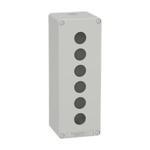 Harmony XAP, XB2 SL, estação de controlo vazia, liga de zinco, gris, M25, 6 furos 22mm, 80 x 220 x 77