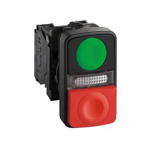 Flush verde / vermelho projetando iluminado botão double-headed ø22 1na + 1nf 120v