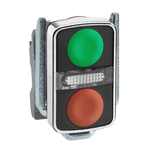 Cabeça c/ botão 2 verde/vermelho nivelado