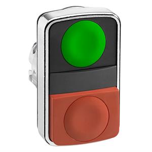 Cabeça de botão duplo verde/vermelho saliente